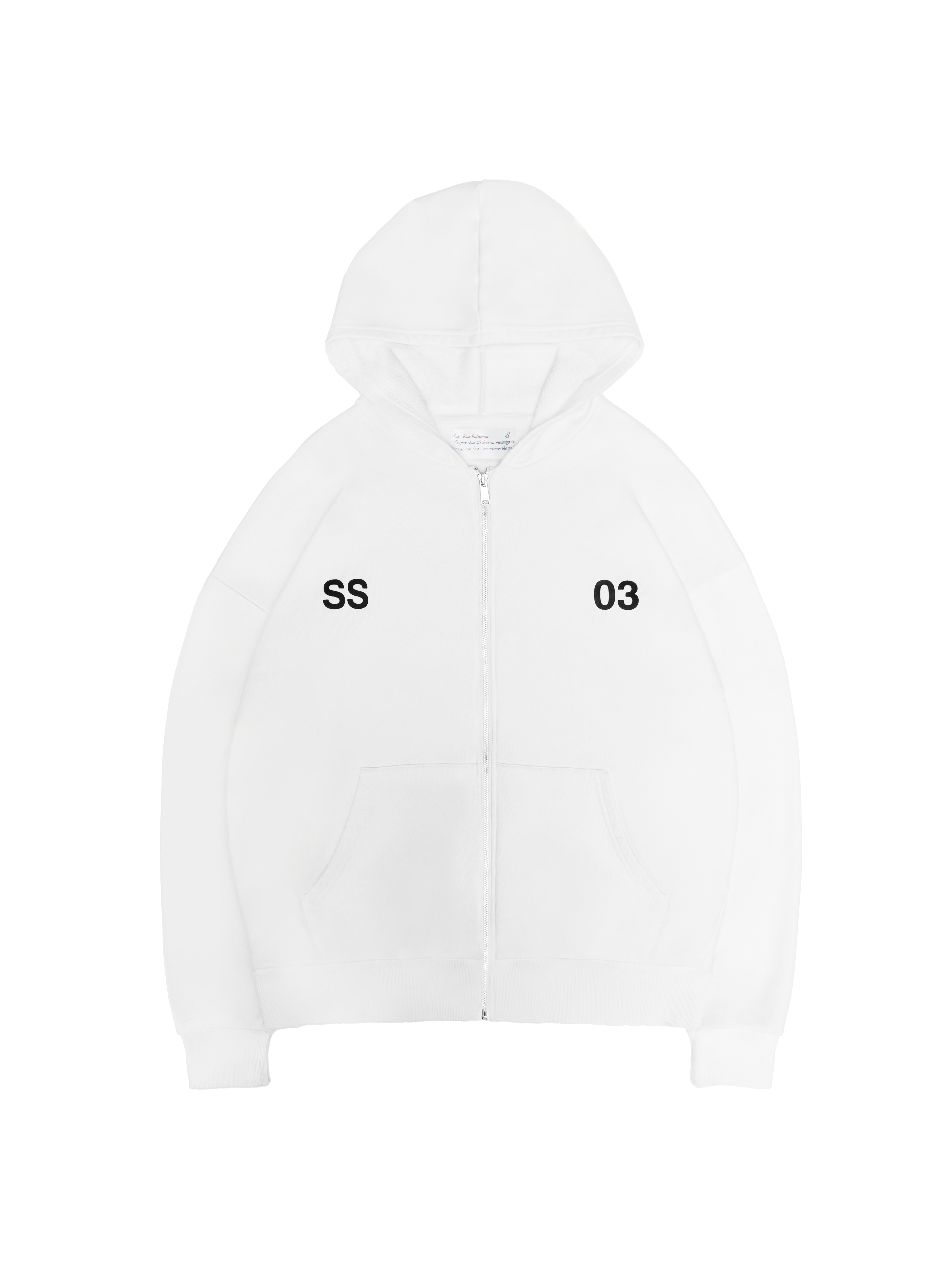 SS03 WHITE ZIP-UP HOODIE – ASH BLUE GUTIERREZ
