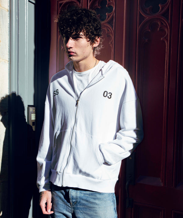 SS03 WHITE ZIP-UP HOODIE