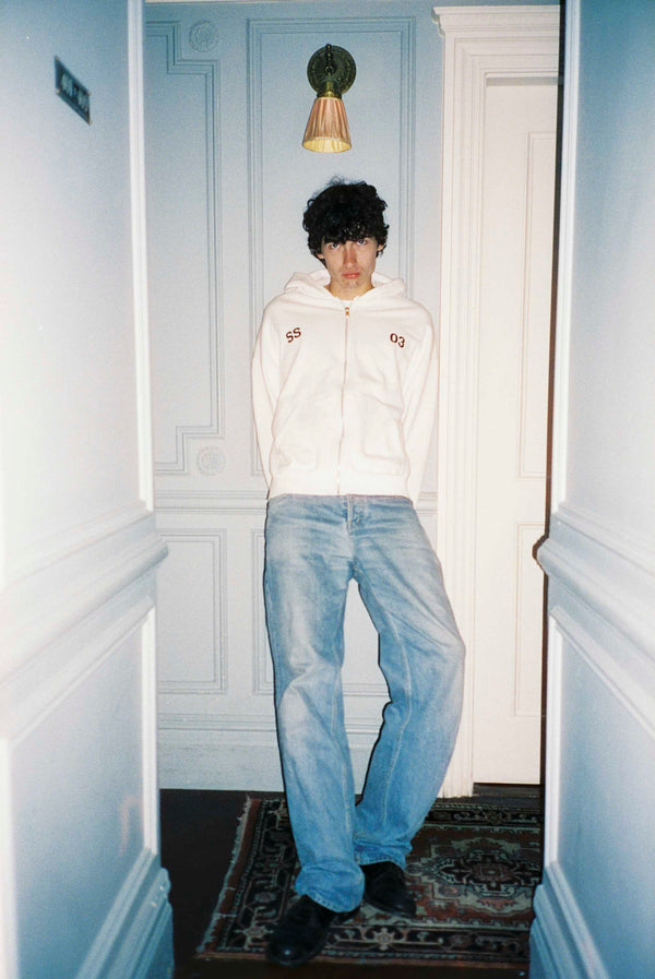 SS03 WHITE ZIP-UP HOODIE