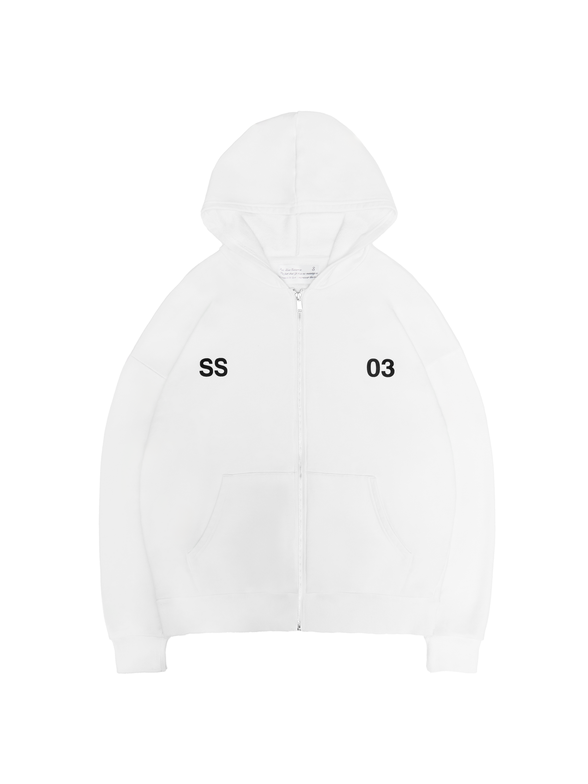 SS03 WHITE ZIP-UP HOODIE – ASH BLUE GUTIERREZ