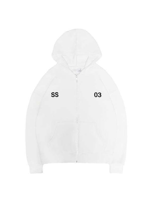 SS03 WHITE ZIP-UP HOODIE